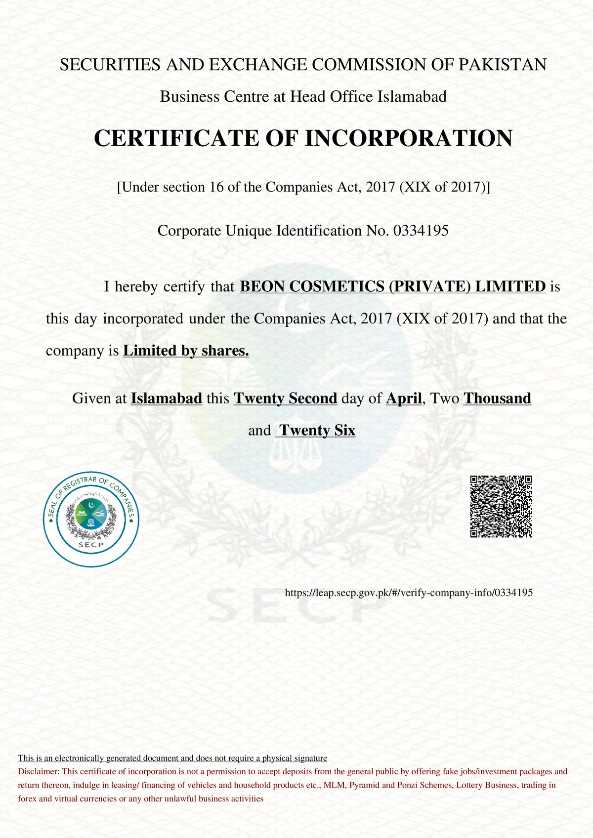 Certificate